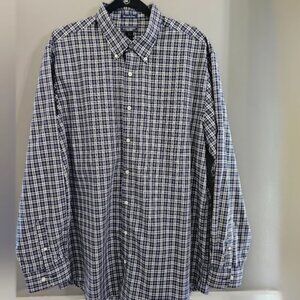 Saddlebred Tall Man Blue Plaid Wrinkle Free Button Down Long Sleeve Shirt